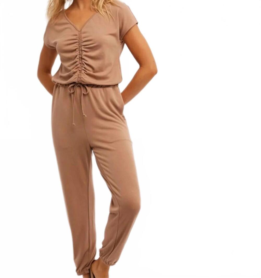 NEW HEM & THREAD makayla jumpsuit in cappuccino brown